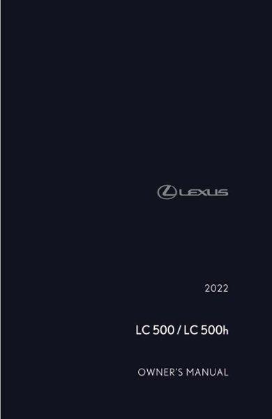 2022 Lexus LC 500, 500H Owner's Manual