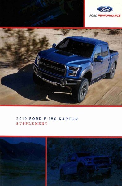 2019 Ford Raptor Supplement ONLY Owner's Manual