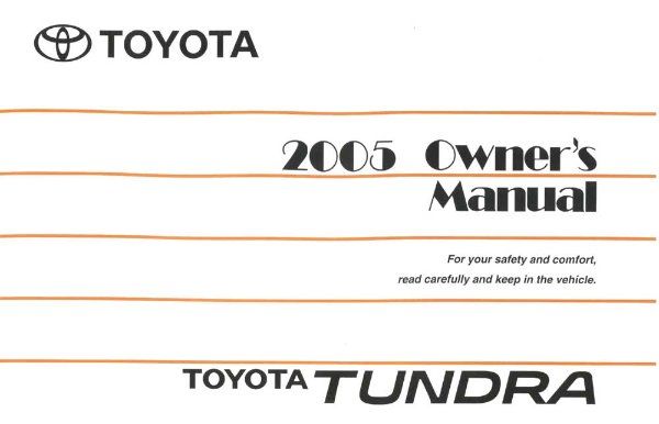 2005 Toyota Tundra Owner's Manual
