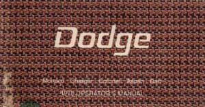 1976 Dodge Charger, Coronet, Dart, Monaco, Aspen Owner's Manual