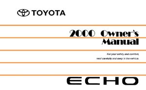 2000 Toyota Echo Owner's Manual