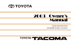 2003 Toyota TACOMA Owner's Manual