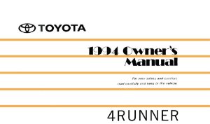 1994 Toyota 4Runner Owner's Manual