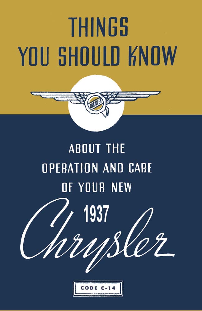 1937 Chrysler C-14 Owners Manual User Guide