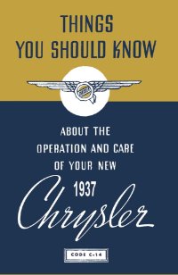 1937 Chrysler C-14 Owners Manual User Guide