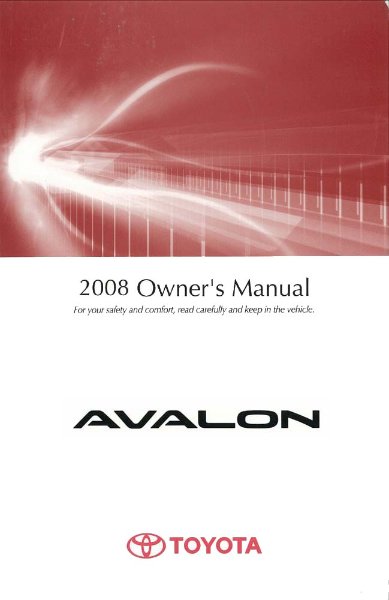 2008 Toyota Avalon Owner's Manual
