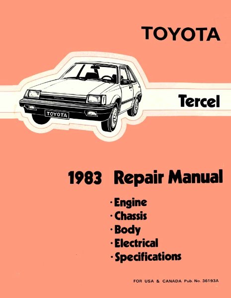 1983 Toyota Tercel Factory Shop Service Manual