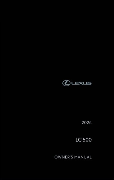 2026 Lexus LC 500, LC 500c Owner's Manual