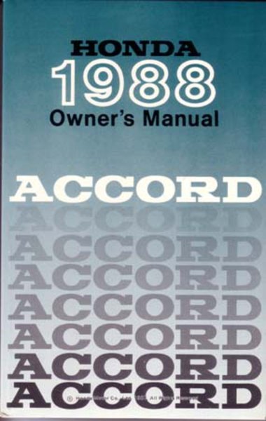 1988 Honda Accord Sedan Owner's Manual