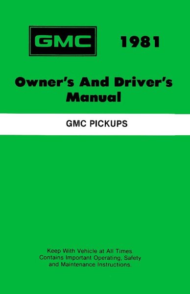 1981 GMC Light Duty Pickup Owner's Manual
