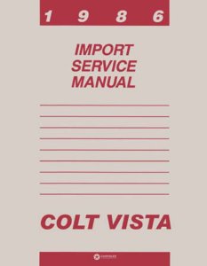 1986 Dodge Colt Vista Factory Shop Service Manual
