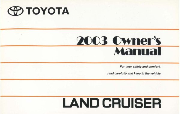 2003 Toyota Land Cruiser Owner's Manual