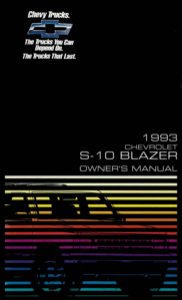 1993 Chevrolet Truck S-10 Blazer Owner's Manual