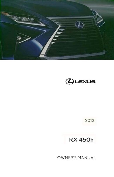 2012 Lexus RX 450H Owner's Manual