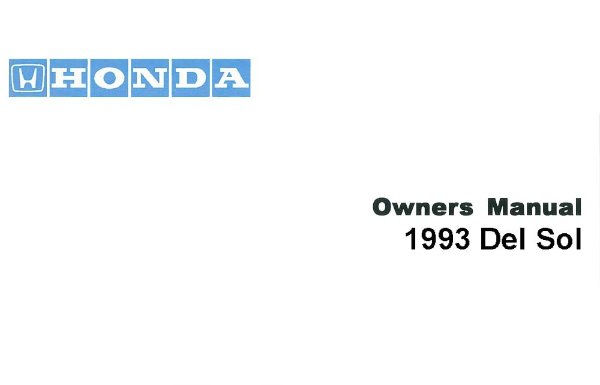1993 Honda Civic Del Sol Owner's Manual