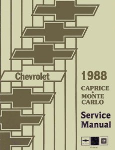 1988 Chevrolet Caprice Monte Carlo Factory Shop Service Manual