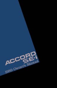 1989 Honda Accord SE-I Owner's Manual