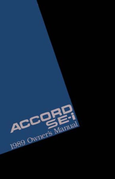 1989 Honda Accord SE-I Owner's Manual