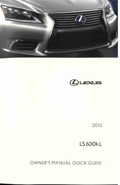 2013 Lexus LS 600h L Owner's Manual