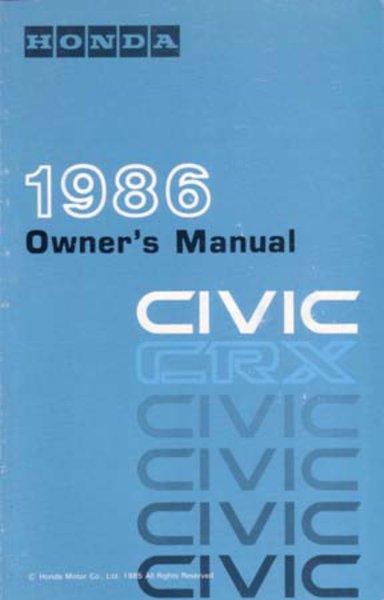 1986 Honda Civic CRX Owner's Manual