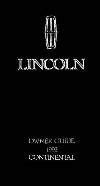1992 Lincoln Continental Owner's Manual