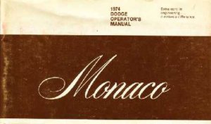 1974 Dodge Monaco Owner's Manual