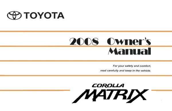 2008 Toyota Matrix Owner's Manual