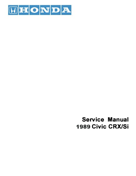 1989 Honda Civic CRX & Si Factory Shop Service Manual