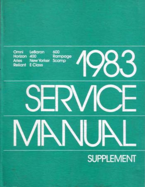 1983 Plymouth 16 ENGINE - SUPPLEMENT, FWD Factory Shop Service Manual