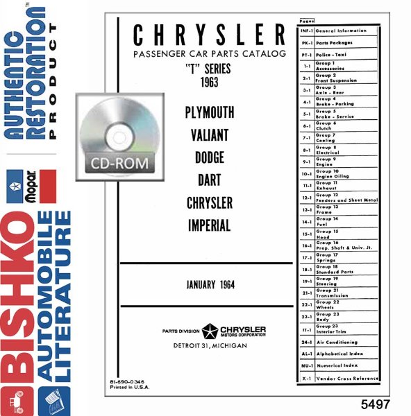 1963 Mopar Chrysler Dodge Desoto Plymouth Part Numbers Book PDF List Guide