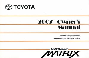 2007 Toyota Matrix Owner's Manual