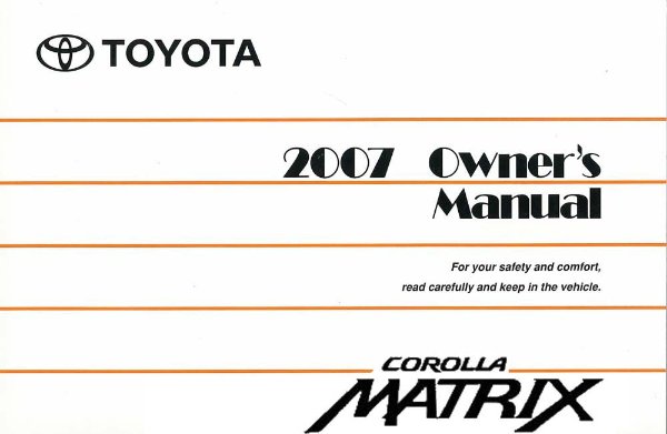 2007 Toyota Matrix Owner's Manual