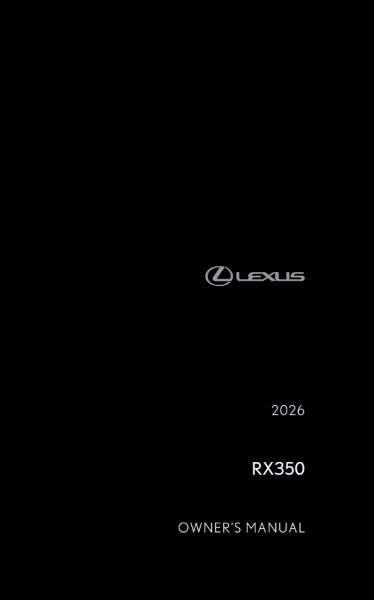 2026 Lexus RX 350 Owner's Manual