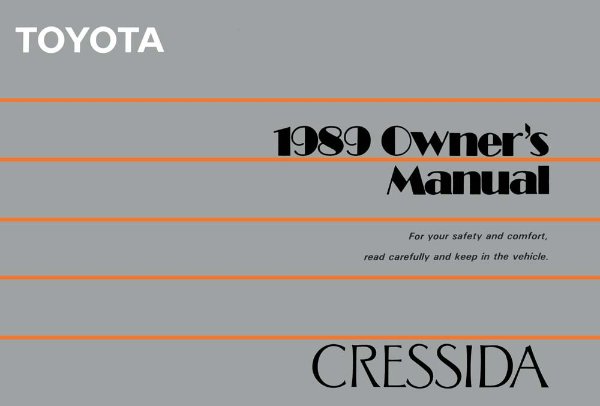 1989 Toyota Cressida Owner's Manual