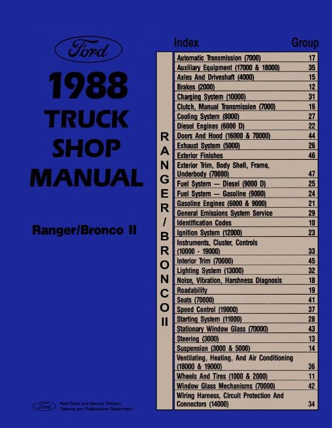 1988 Ford Truck Bronco II, Ranger Factory Shop Service Manual