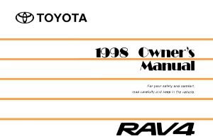 1998 Toyota Rav4 Owner's Manual