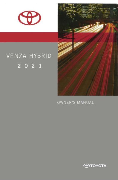 2021 Toyota VENZA HYBRID Owner's Manual