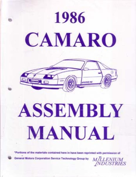 1986 Chevrolet Camaro Assembly Manual Book Rebuild Instructions Illustrations