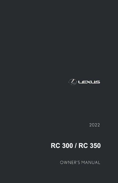 2022 Lexus RC 300, 350 Owner's Manual