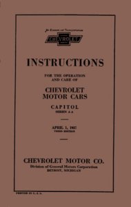 1927 Chevrolet Capitol, Capitol Truck Owner's Manual