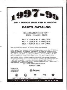 1997–1999 Dodge Truck Van & Wagon Parts Book