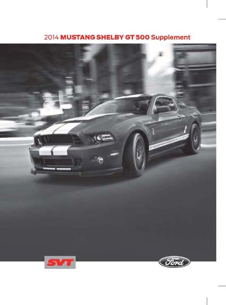 2014 Ford SHELBY GT500 MUSTANG SUPPLEMENT Owner's Manual