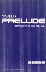 1986 Honda Prelude Owner's Manual