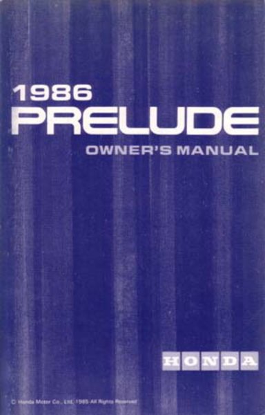 1986 Honda Prelude Owner's Manual