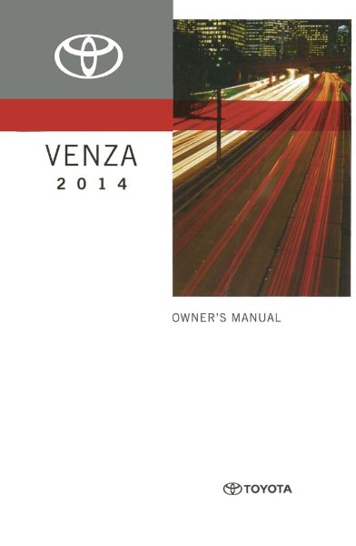2014 Toyota Venza Owner's Manual