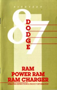 1987 Dodge Ram Truck Owner's Manual