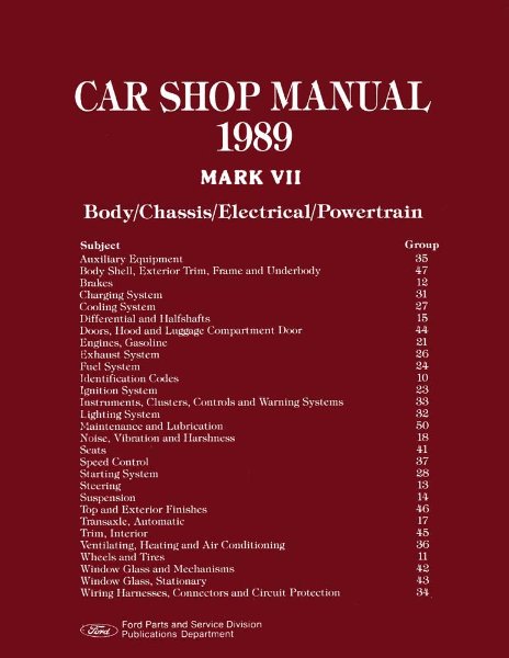 1989 Lincoln Mark VII Factory Shop Service Manual