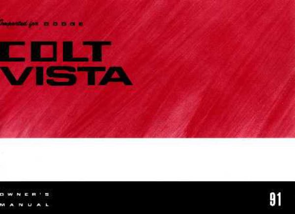 1991 Dodge Colt Vista Owner's Manual