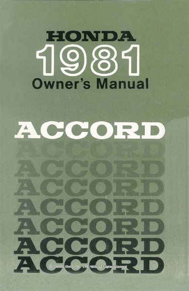 1981 Honda Accord Owner's Manual
