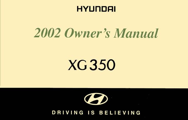 2002 Hyundai XG 350 Owner's Manual